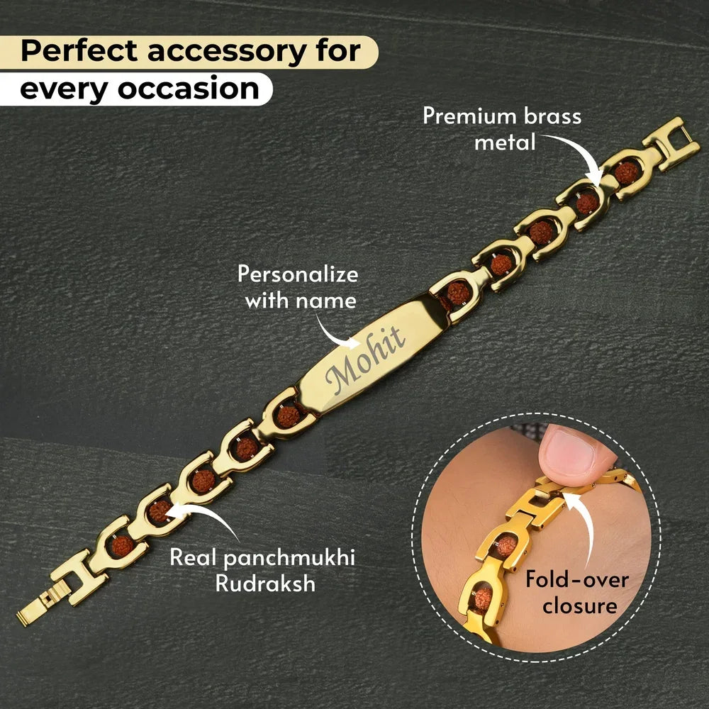 Personalized Rudraksh Bracelet Rakhi With Name