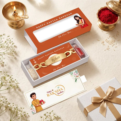 Personalized Rudraksh Bracelet Rakhi With Name