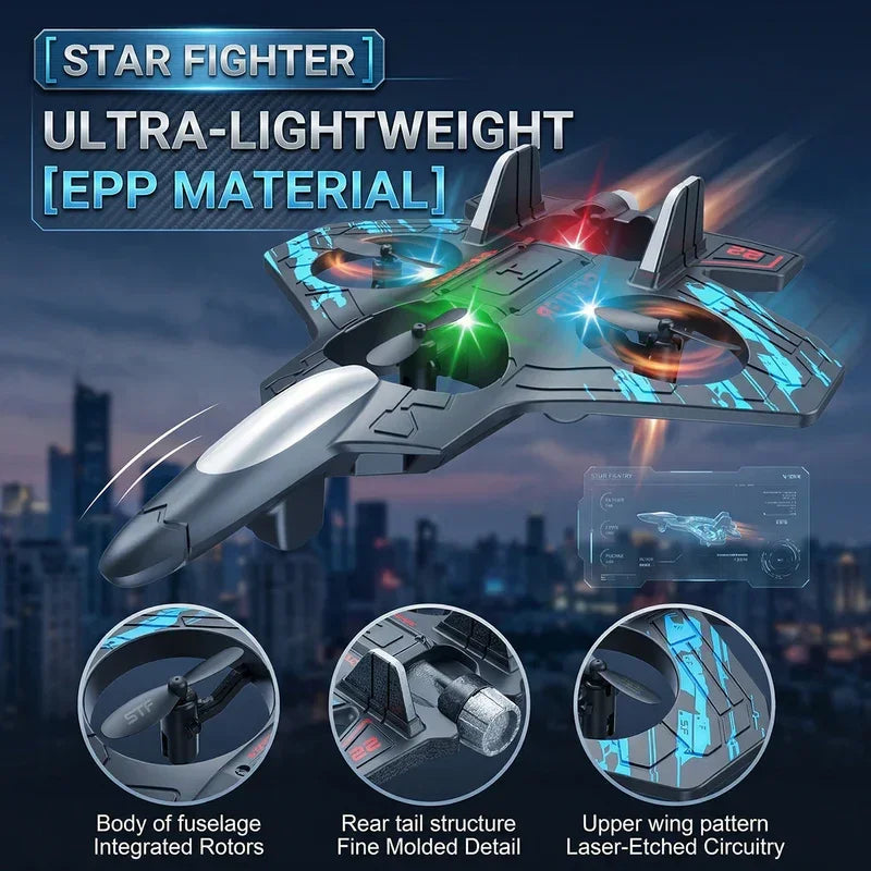 Remote Control Star Fighter Plane with LED Lights | Wireless RC Flying Toy for Kids