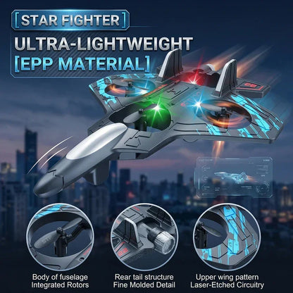 Remote Control Star Fighter Plane with LED Lights | Wireless RC Flying Toy for Kids