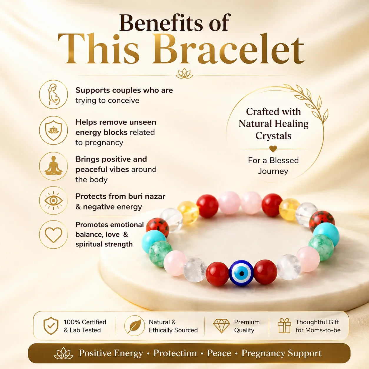 Blessed Conceive & Protection: Pregnancy Bracelet (Spiritual Support for Motherhood Journey)