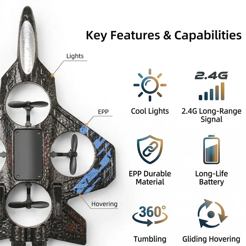 Remote Control Star Fighter Plane with LED Lights | Wireless RC Flying Toy for Kids