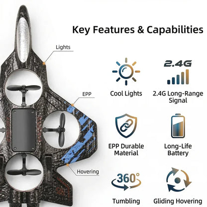 Remote Control Star Fighter Plane with LED Lights | Wireless RC Flying Toy for Kids