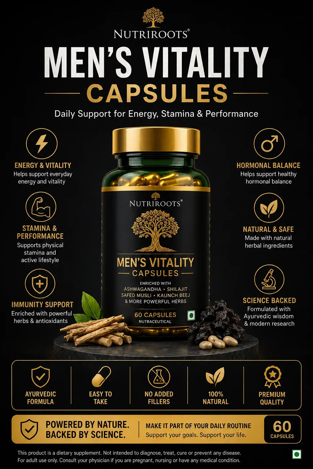 Men’s Vitality Capsules – Daily Energy, Stamina & Men’s Wellness Support