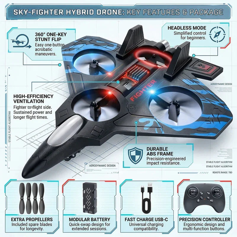 Remote Control Star Fighter Plane with LED Lights | Wireless RC Flying Toy for Kids