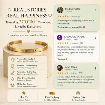 Personalised Classic Bracelet – Custom Name Jewelry Gift for Men & Women